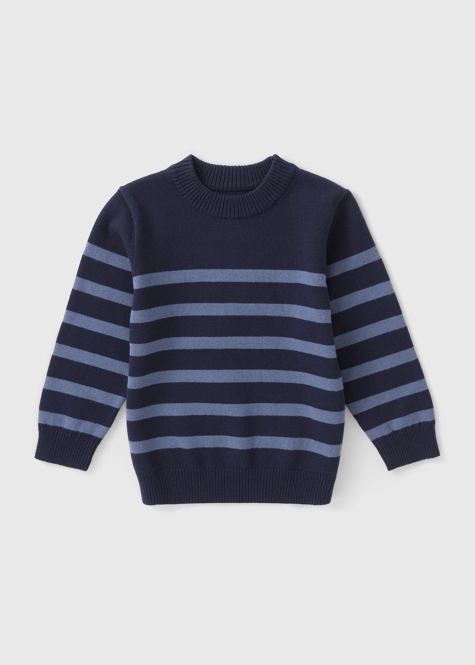 Boys Navy Stripe Fine Knit Jumper (1-7yrs)