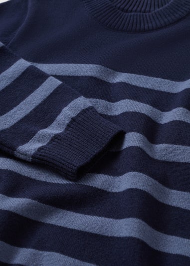 Boys Navy Stripe Fine Knit Jumper (1-7yrs)