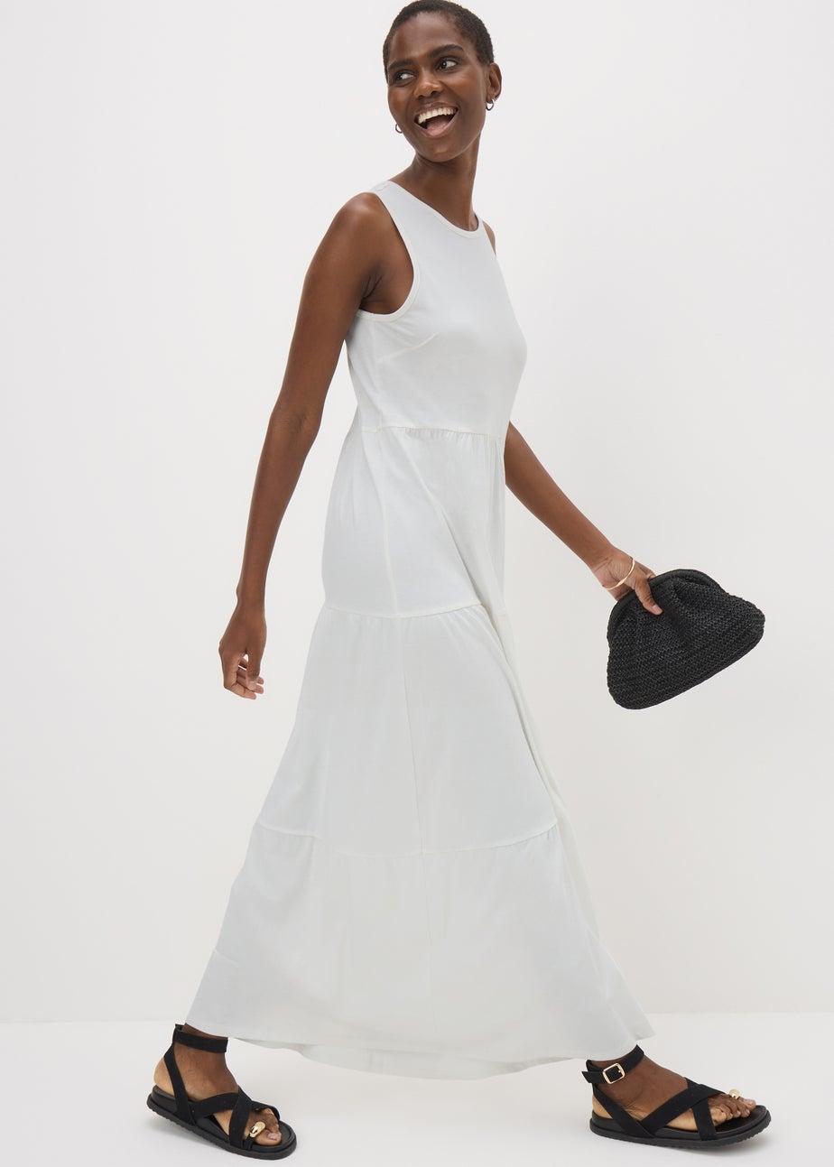 White Tiered Maxi Dress