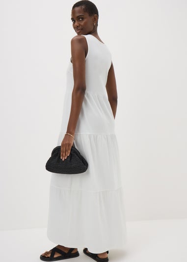 White Tiered Maxi Dress