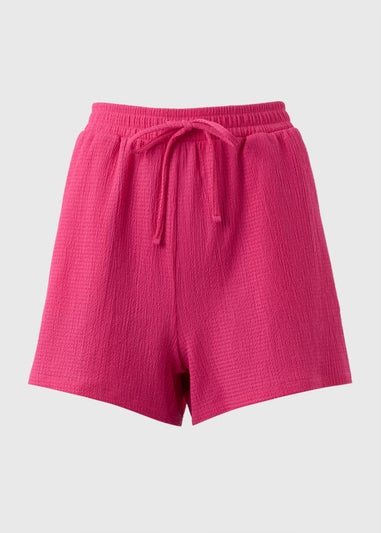 Pink Textured Co Ord Shorts