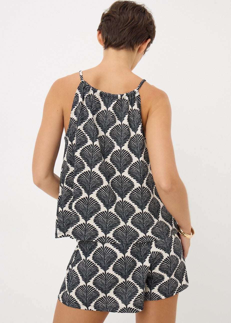 Black Shell Mono Print Co Ord Shorts