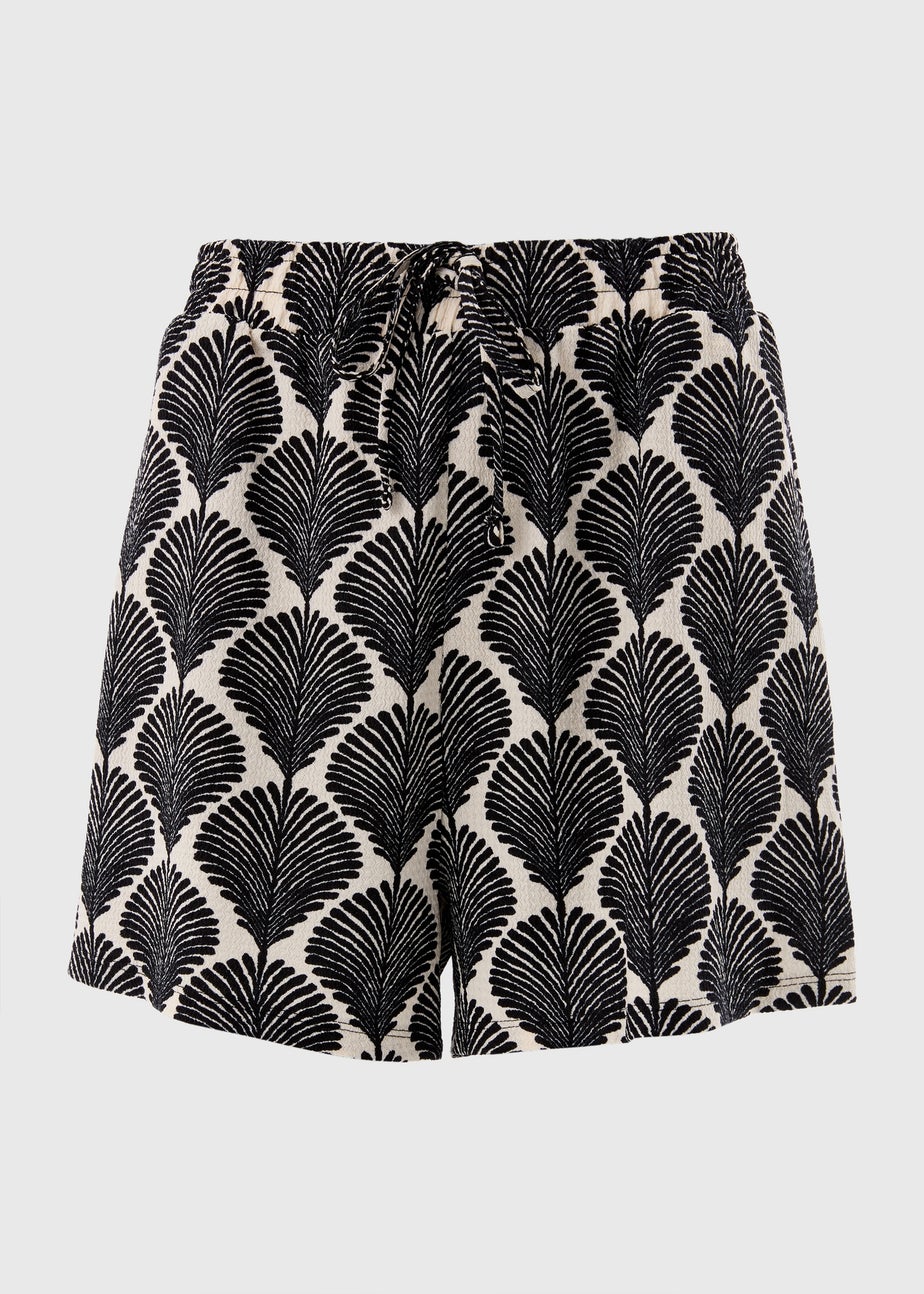 Black Shell Mono Print Co Ord Shorts