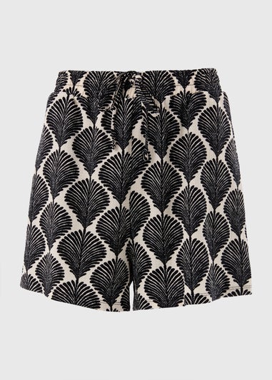 Black Shell Mono Print Co Ord Shorts