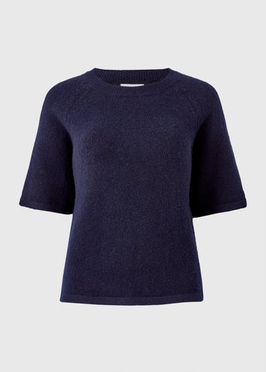 Navy Knit Spandex T-Shirt