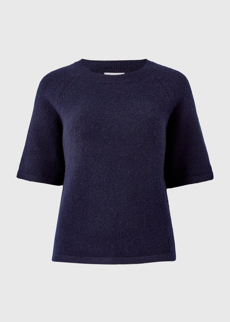 Navy Knit Spandex T-Shirt