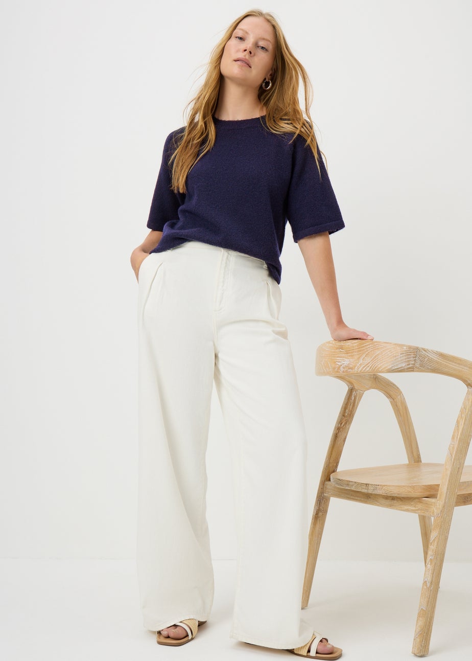 Navy Knit Spandex T-Shirt