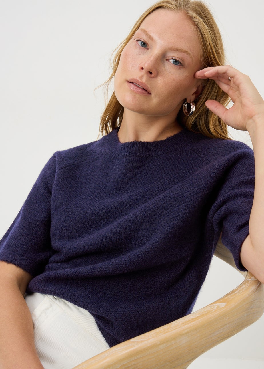 Navy Knit Spandex T-Shirt