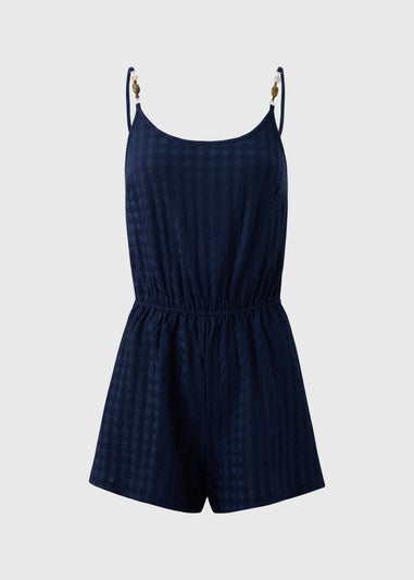 Navy Textured Playsuit