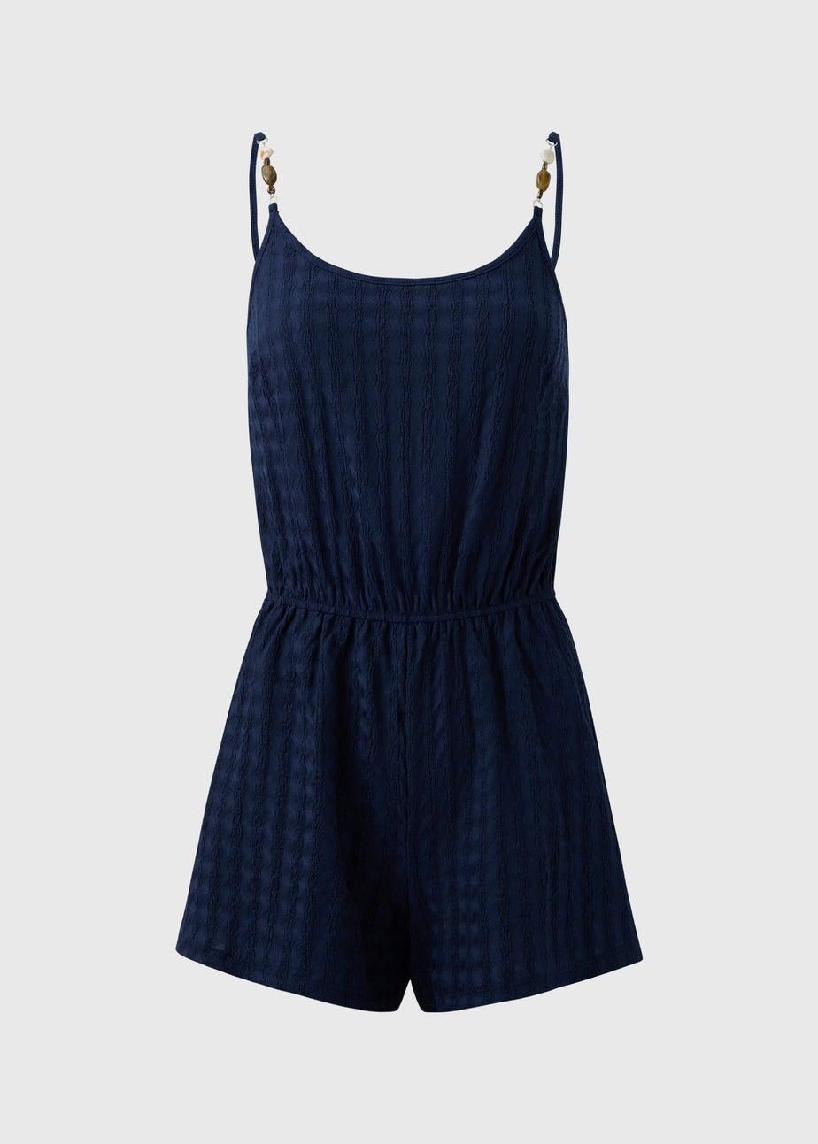Navy Textured Playsuit