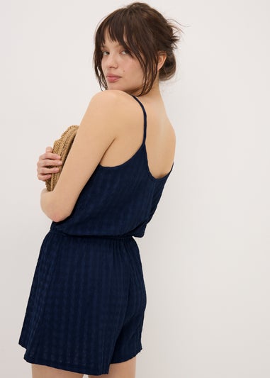 Navy Textured Playsuit
