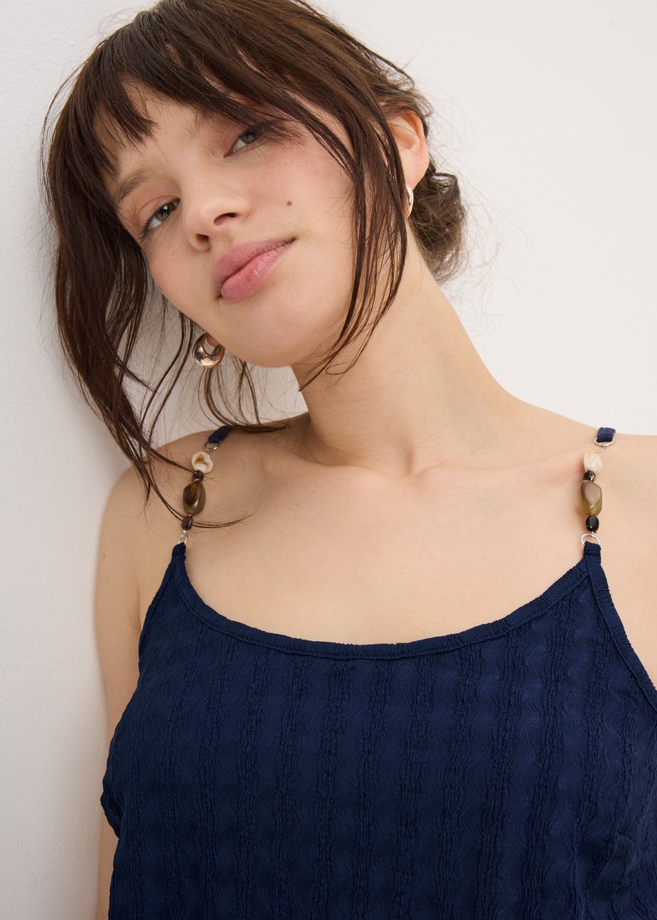 Navy Textured Playsuit