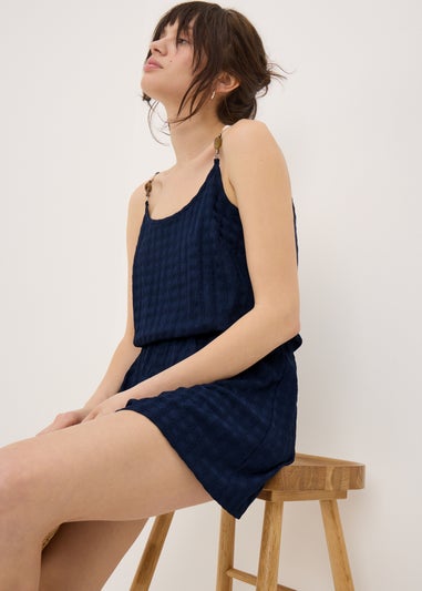 Navy Textured Playsuit