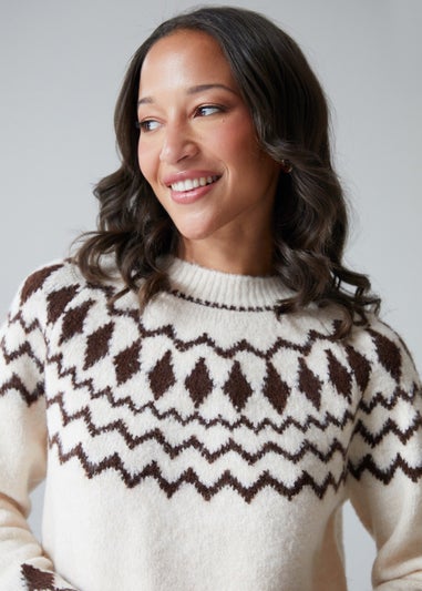 Threadbare Natural Fairisle Chunky Knitted Jumper