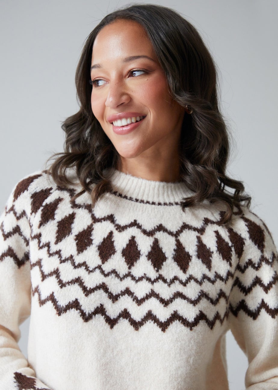Threadbare Natural Fairisle Chunky Knitted Jumper