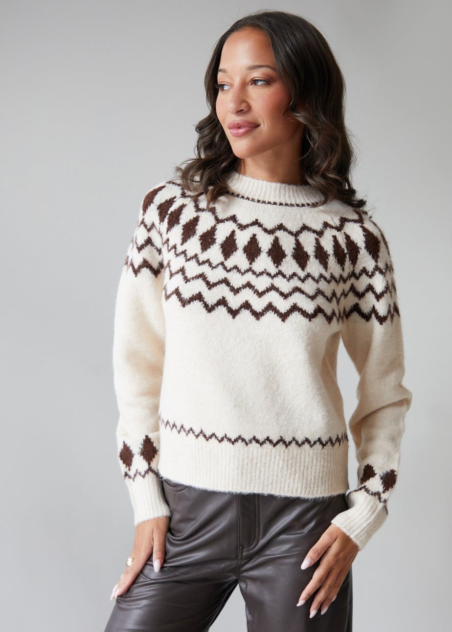 Threadbare Natural Fairisle Chunky Knitted Jumper
