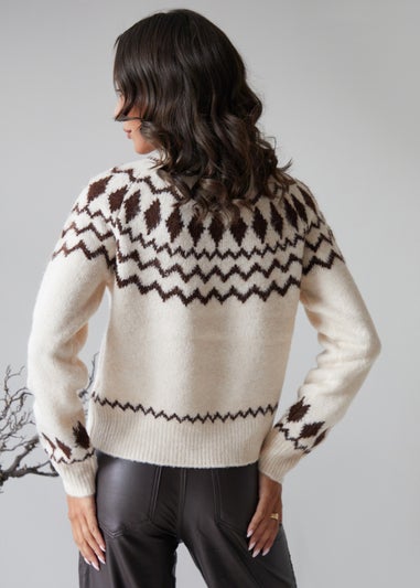 Threadbare Natural Fairisle Chunky Knitted Jumper