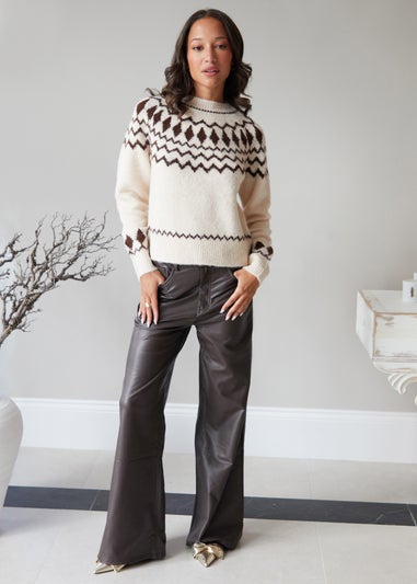 Threadbare Natural Fairisle Chunky Knitted Jumper
