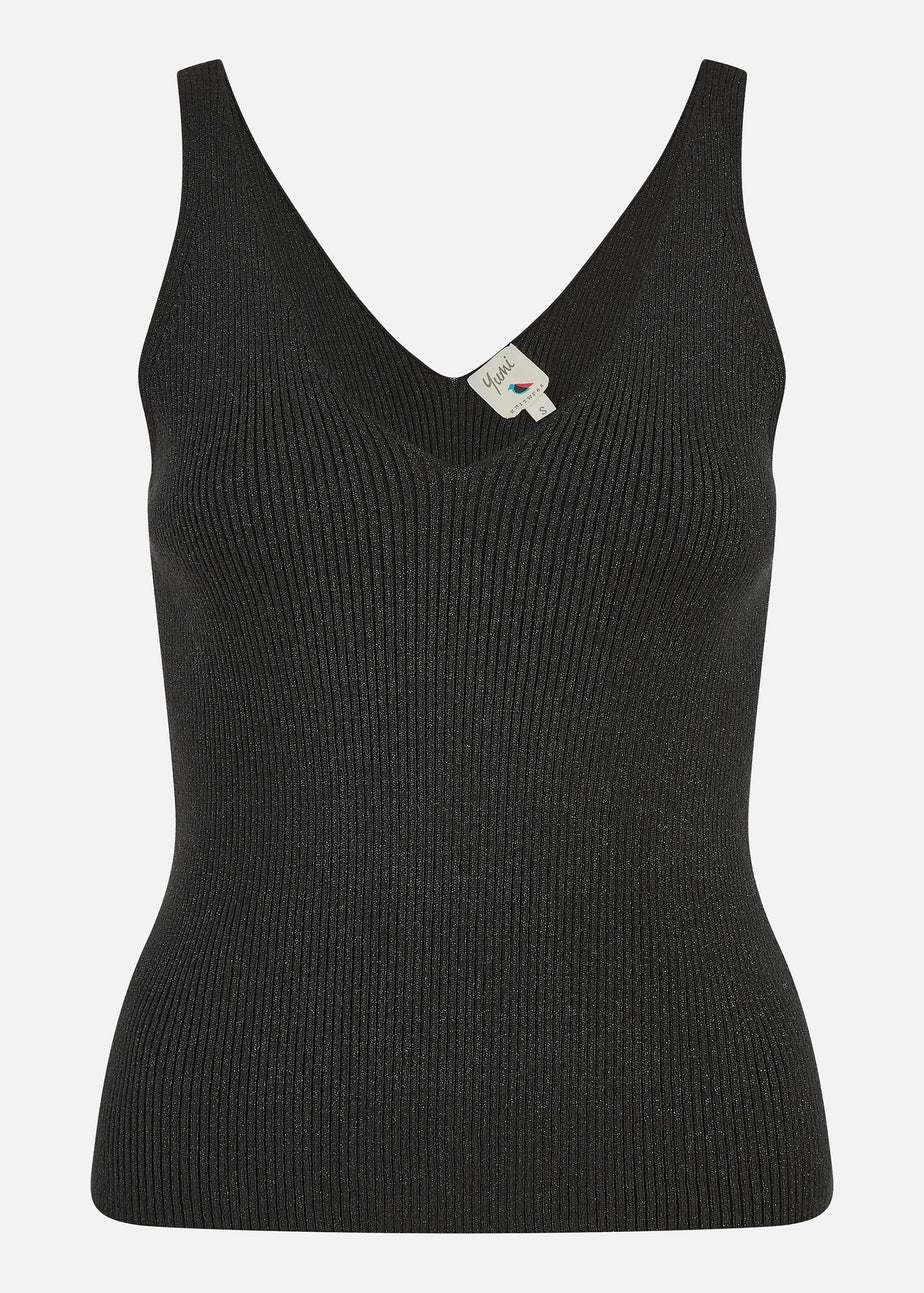 Yumi Metallic Rib Knitted Vest Top