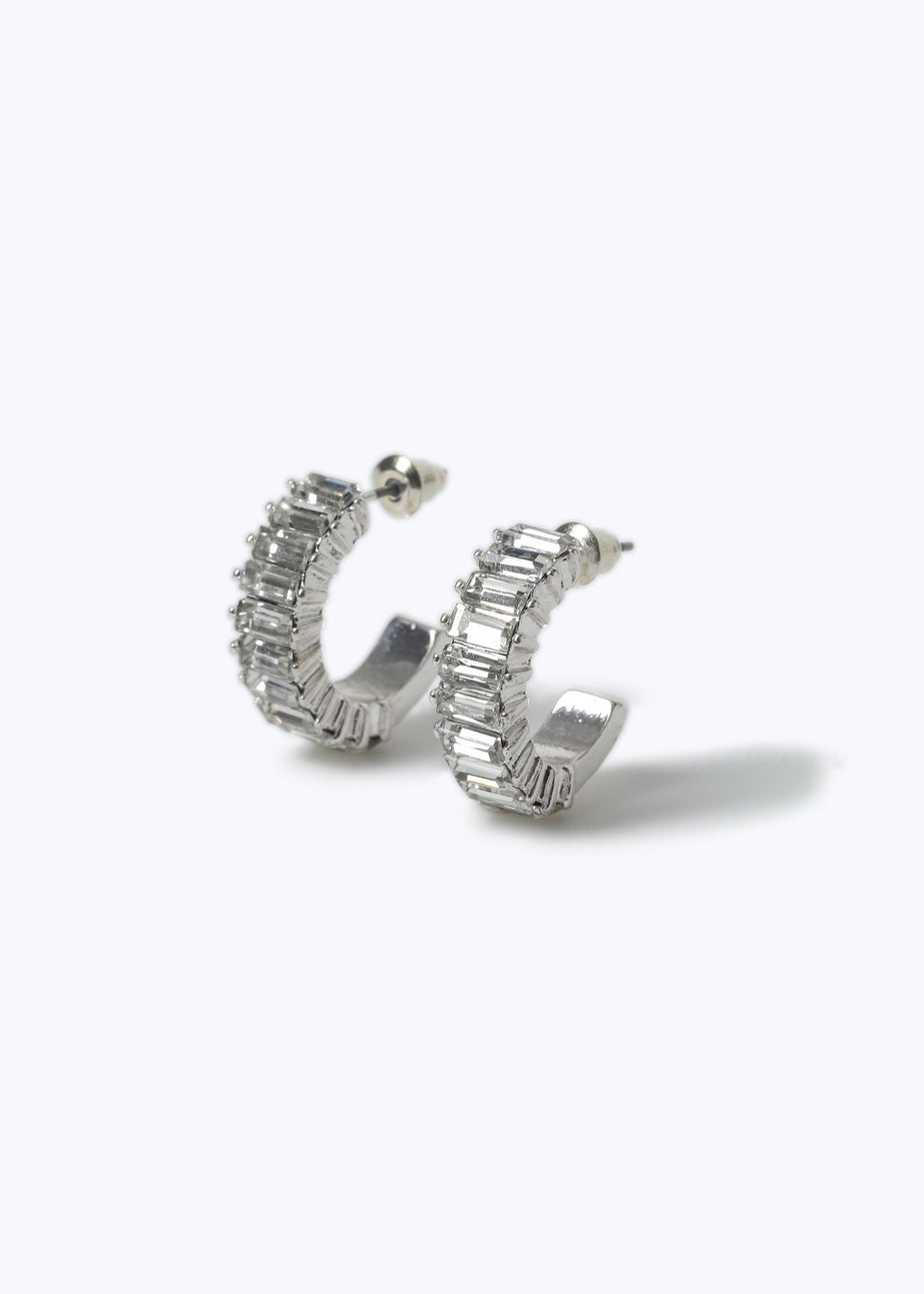 Muse Silver Baguette Hoop Earrings