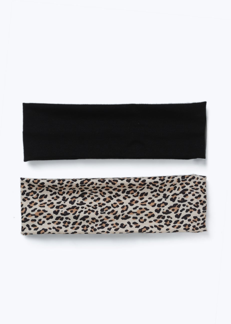 Muse 2 Pack Black & Animal Print Jersey Headband