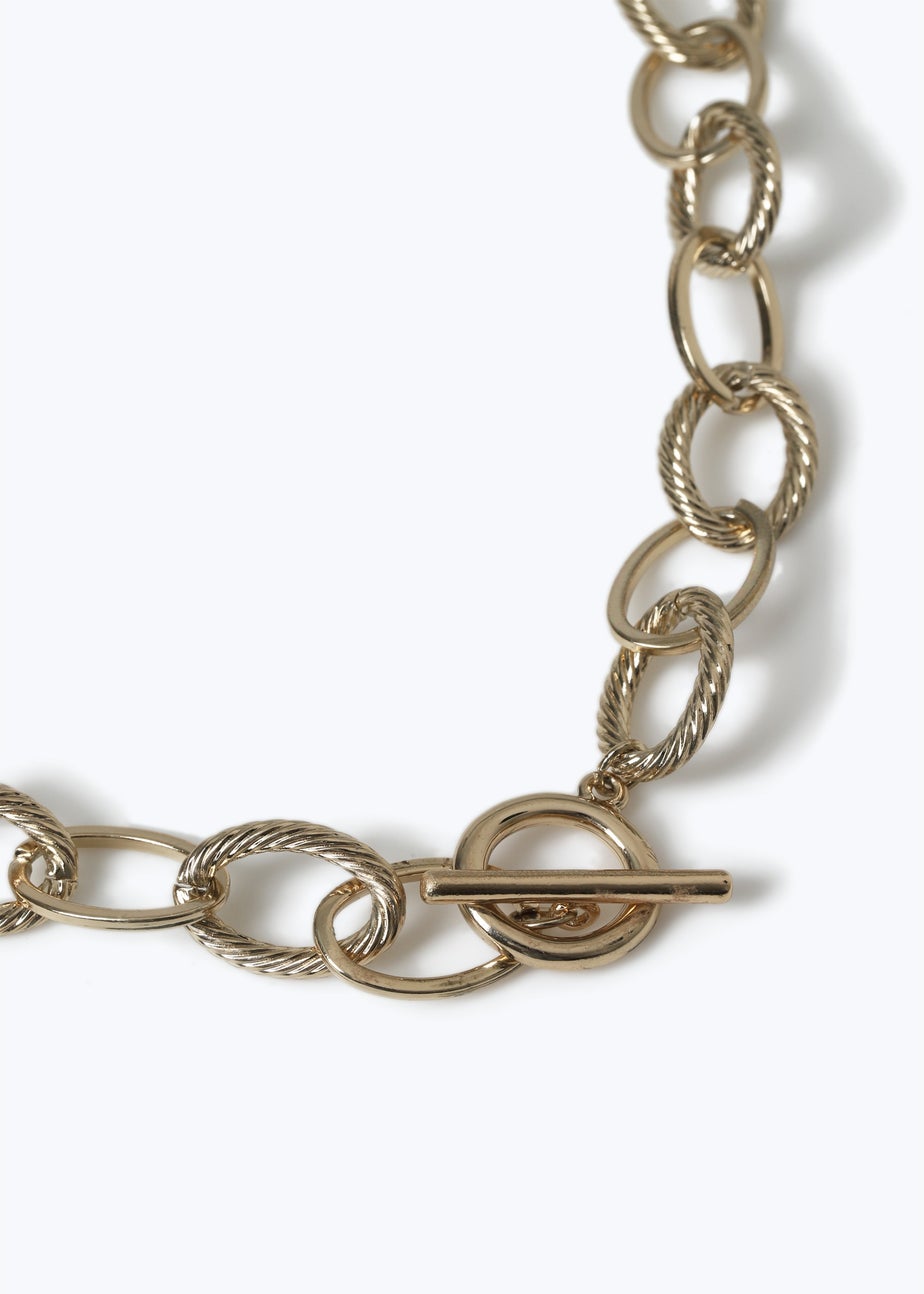 Muse Gold Chunky T Bar Necklace