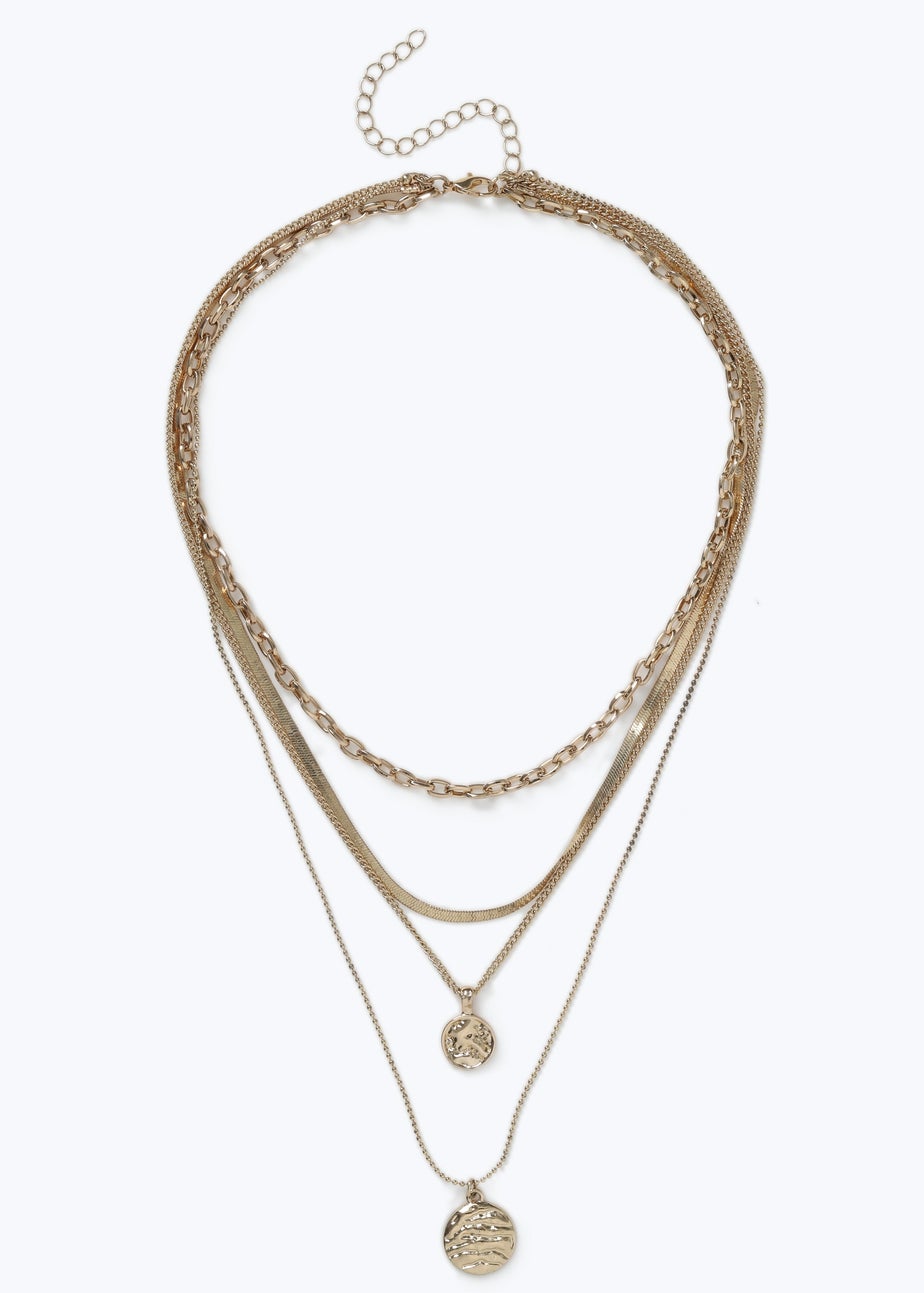 Muse Gold Coin Multirow Necklace