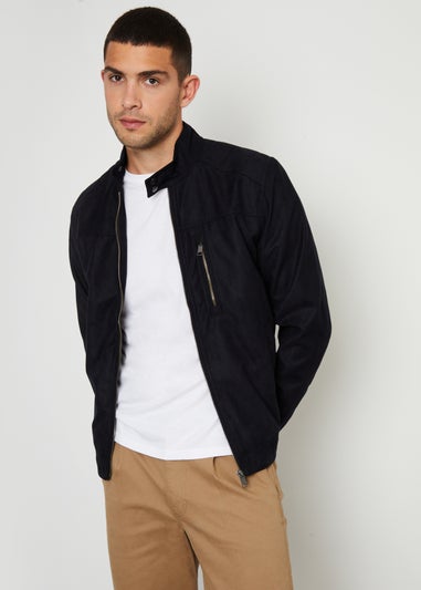 Threadbare Black Faux Suede Racer Jacket