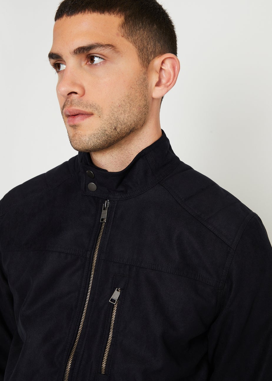 Threadbare Black Faux Suede Racer Jacket