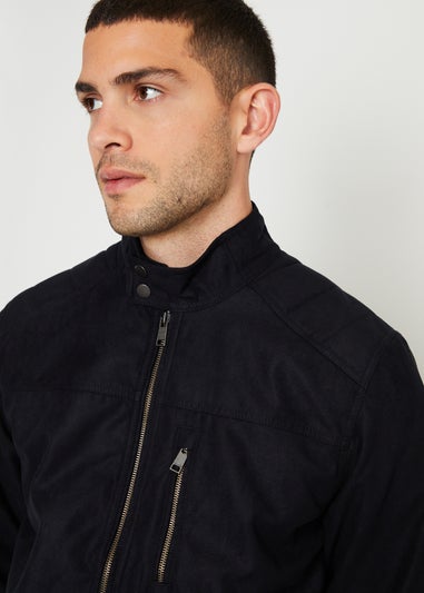 Threadbare Black Faux Suede Racer Jacket