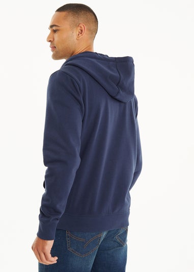 Threadbare Navy Cotton Blend Tangerine Zip Through Hoodie