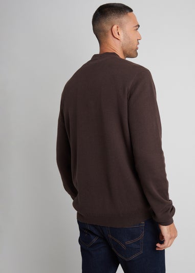 Threadbare Brown Cotton Blend Knitted Cardigan