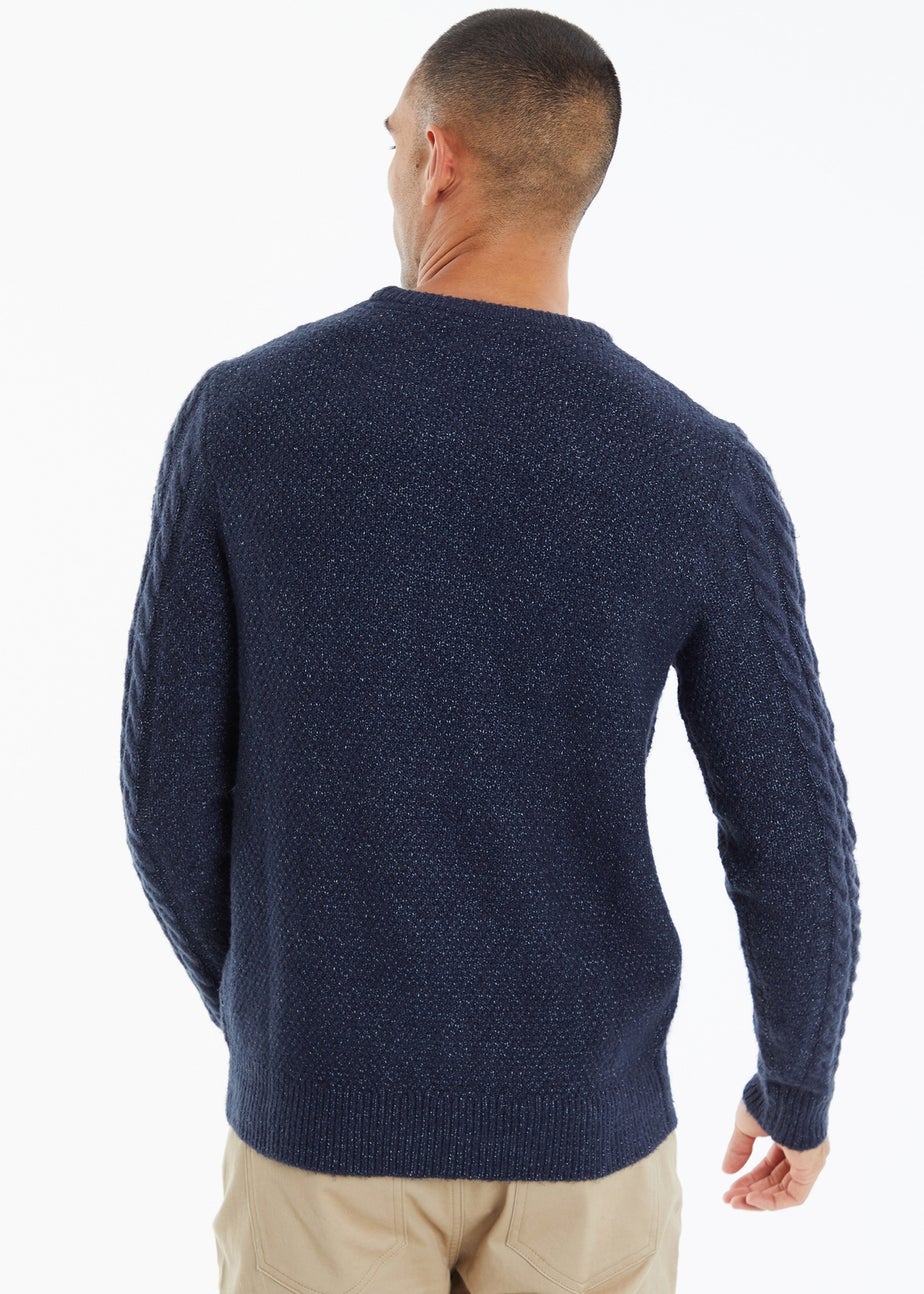 Threadbare Navy Cable Knit Crew Neck Jumper