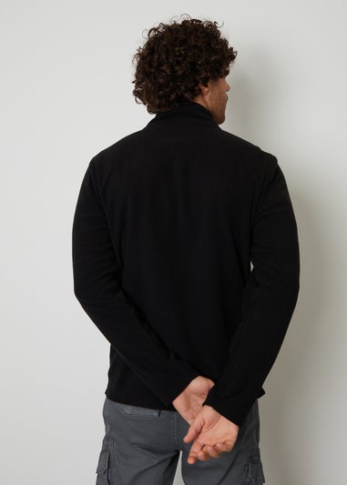 Threadbare Black Quarter Zip Fleece Sweatshirt