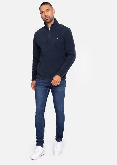 Threadbare Navy Quarter Zip Fleece Sweatshirt