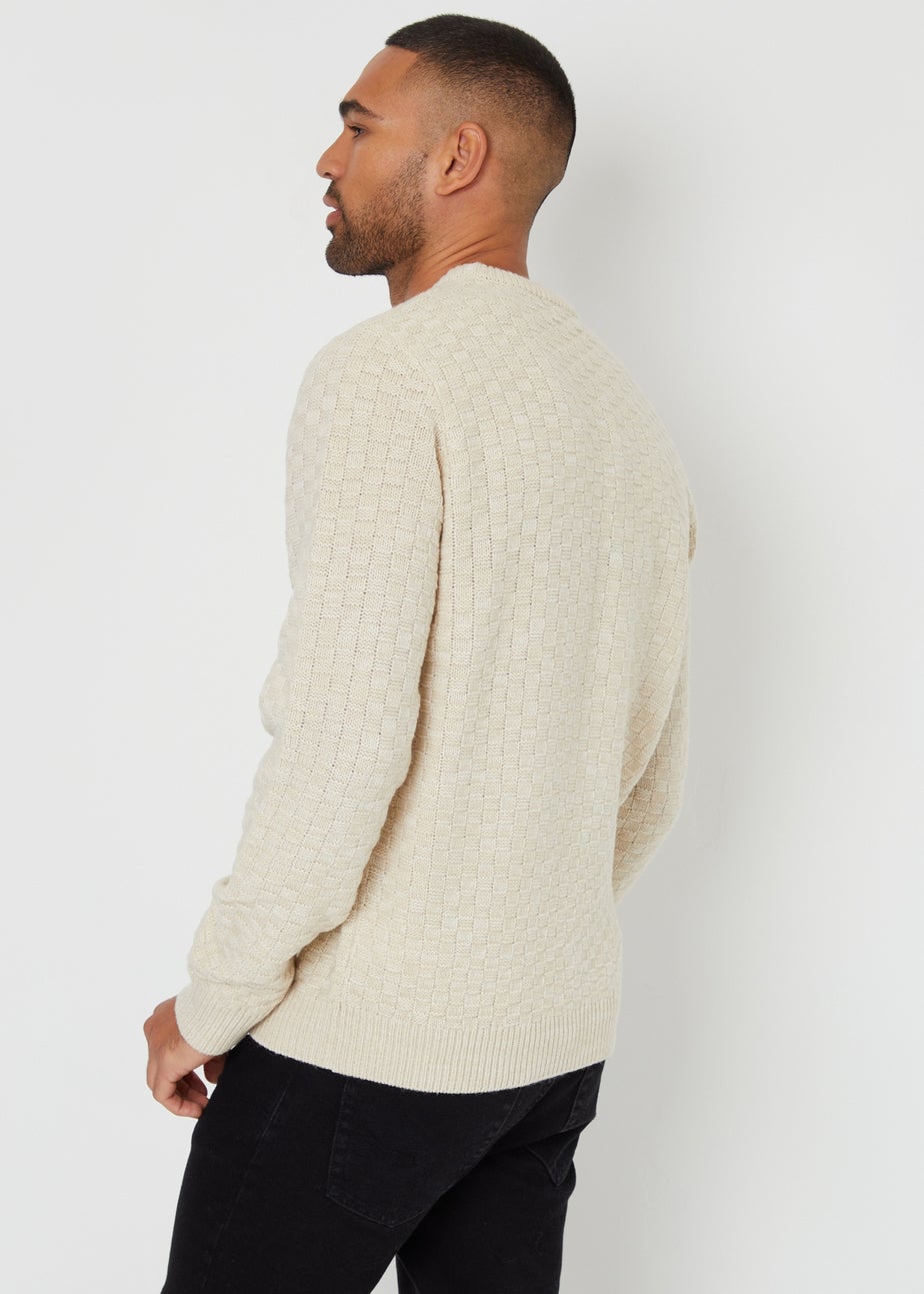 Threadbare Natural Textured Knit Crew Neck Jumper