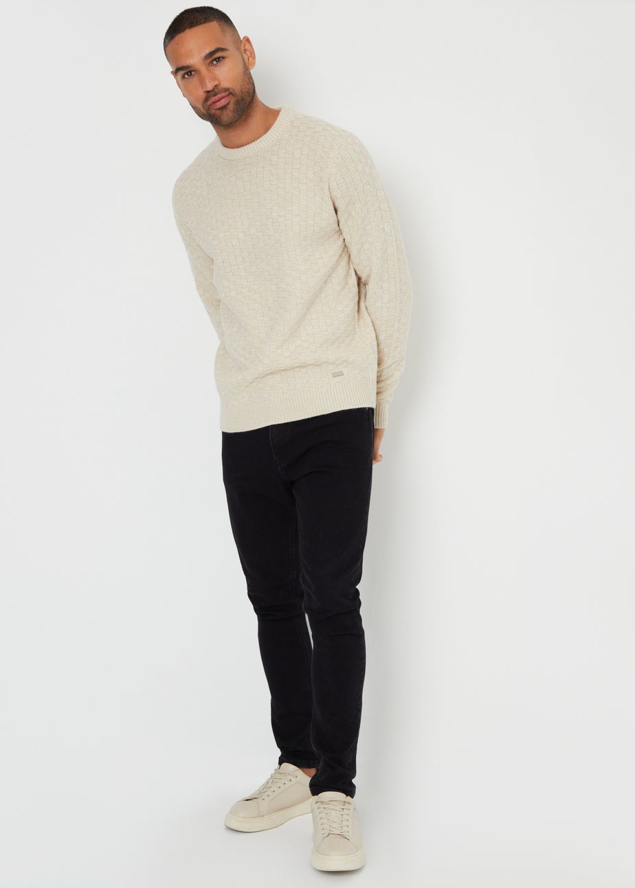 Threadbare Natural Textured Knit Crew Neck Jumper