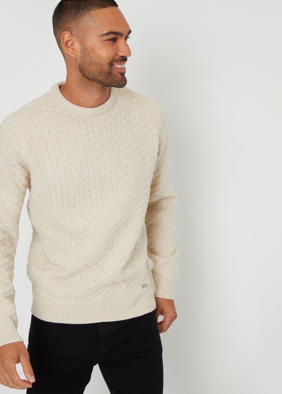 Threadbare Natural Textured Knit Crew Neck Jumper