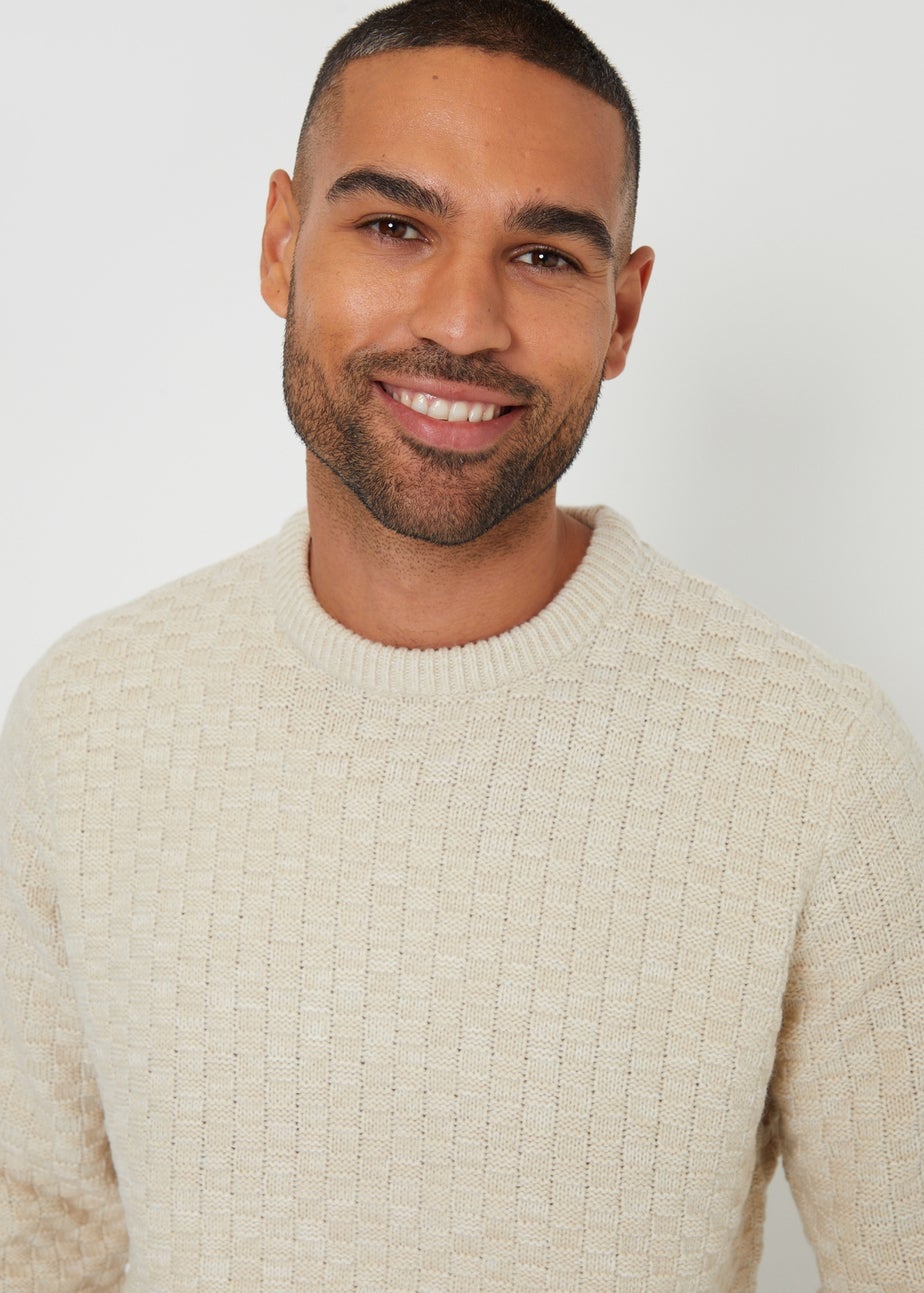 Threadbare Natural Textured Knit Crew Neck Jumper