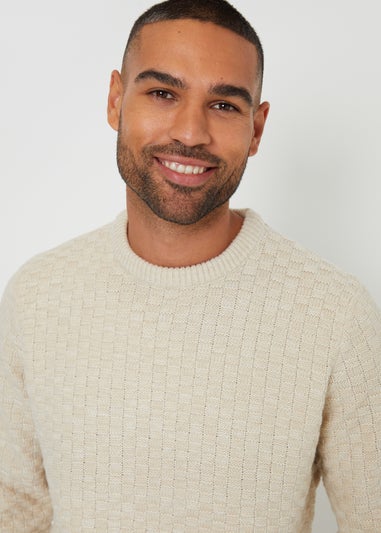 Threadbare Natural Textured Knit Crew Neck Jumper