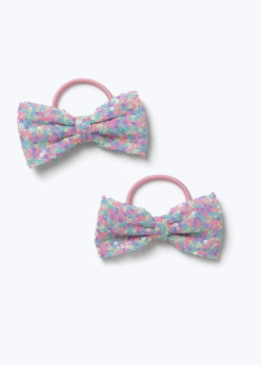 Muse 2 Pack Multicolour Sequin Bow Hair Bobbles