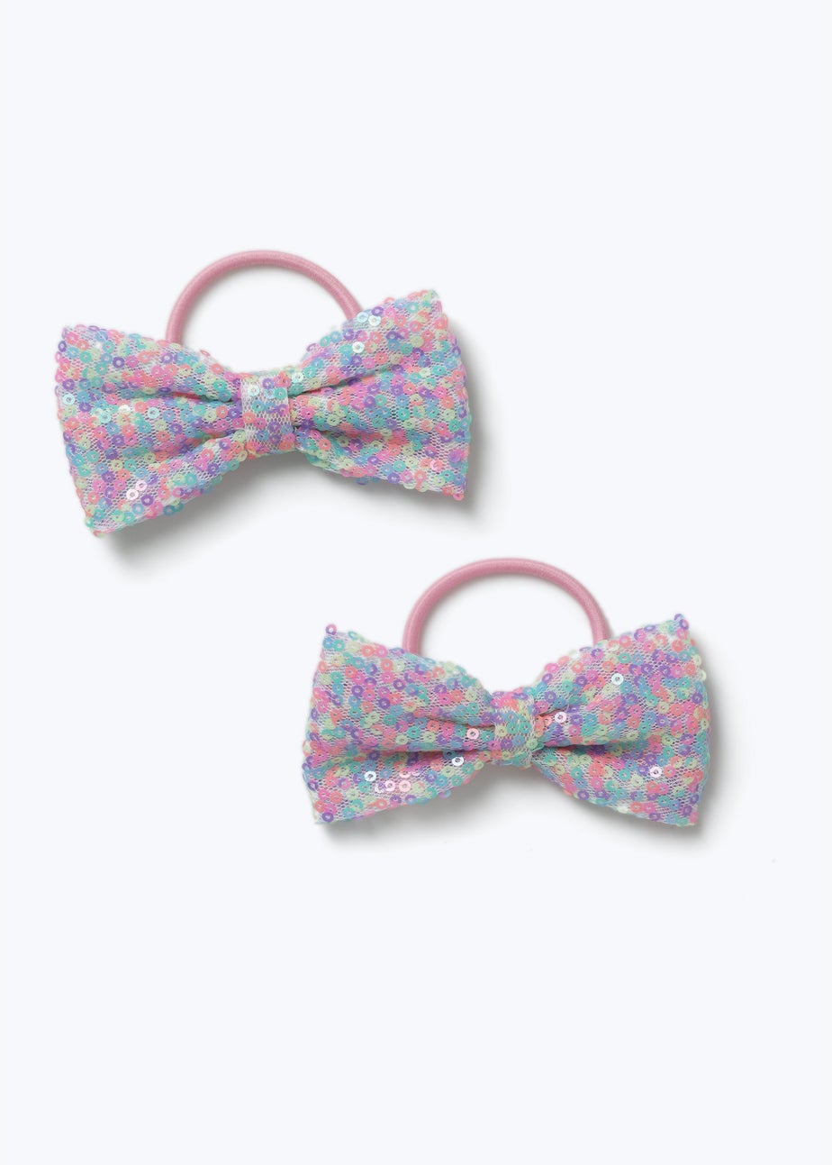Muse 2 Pack Multicolour Sequin Bow Hair Bobbles