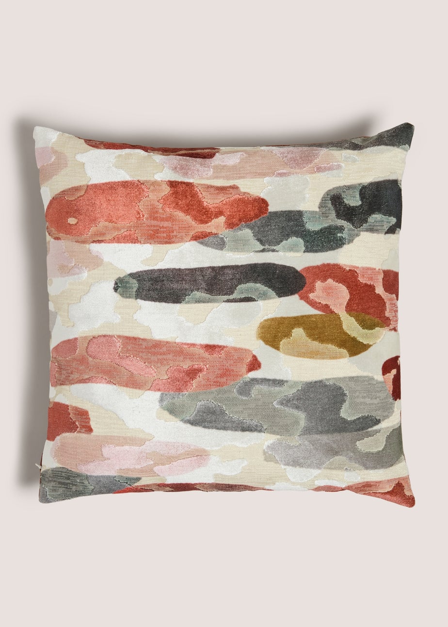 Neutral Cut Velvet Diamond Cushion