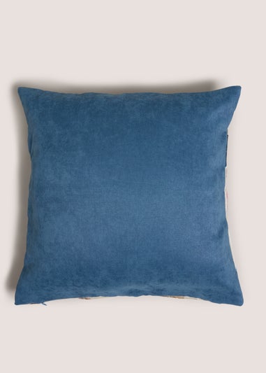 Blue Watercolour Stripe Cut Velvet Cushion