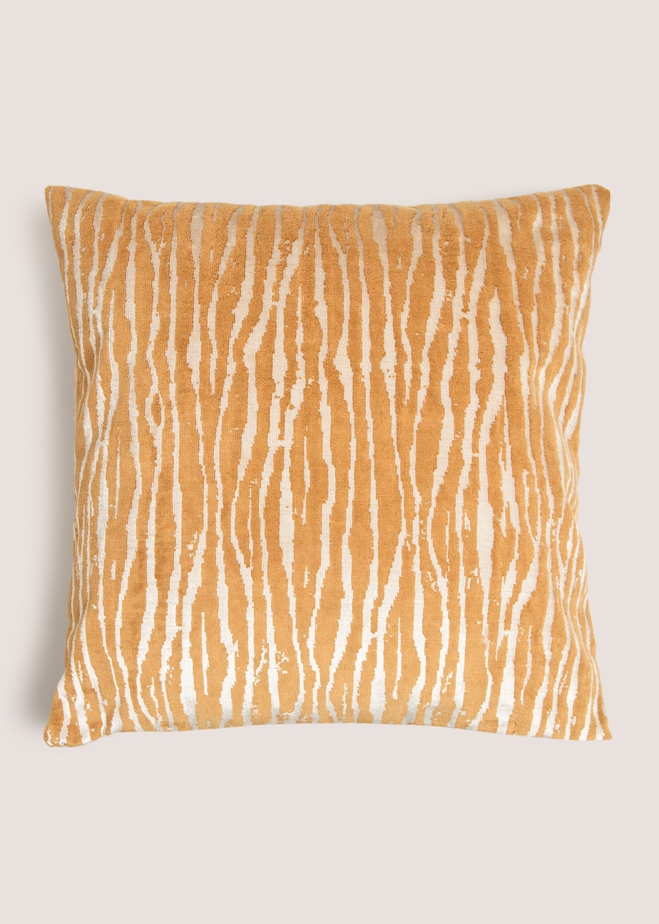 Yellow Shimmery Zebra Velvet Cushion