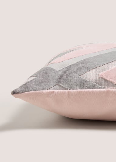 Pink Cut Velvet Diamond Cushion