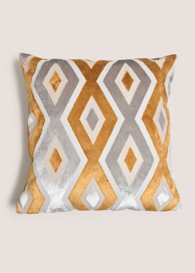 Gold Cut Velvet Diamond Cushion