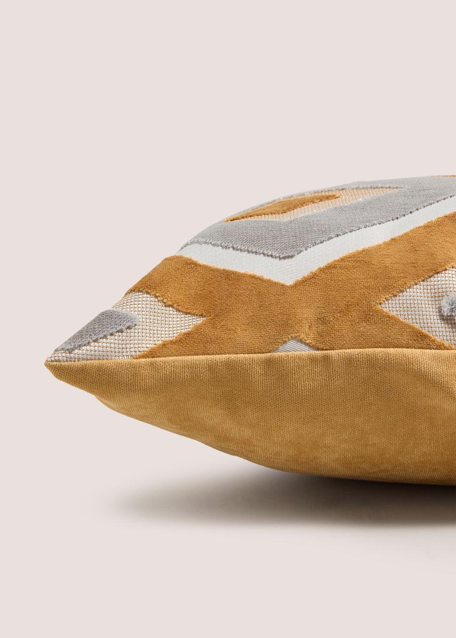 Gold Cut Velvet Diamond Cushion