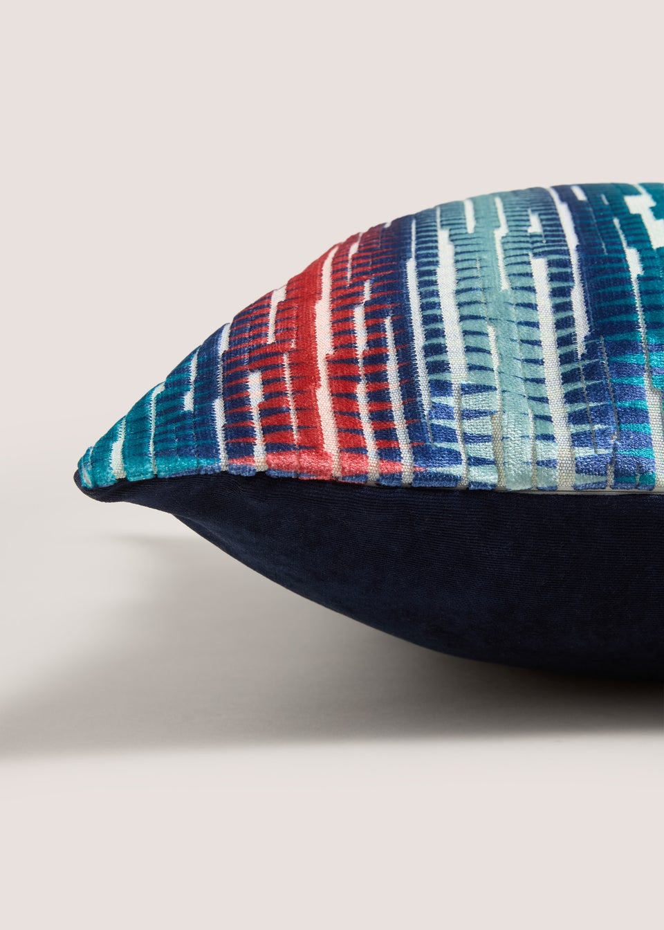 Multicolour Aztec Printed Cut Velvet Cushion