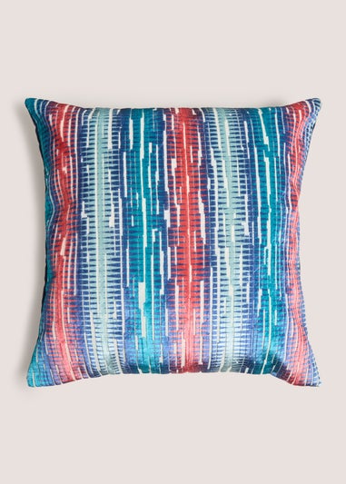 Multicolour Aztec Printed Cut Velvet Cushion